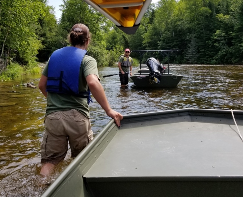 Towboats arriving at an entry point